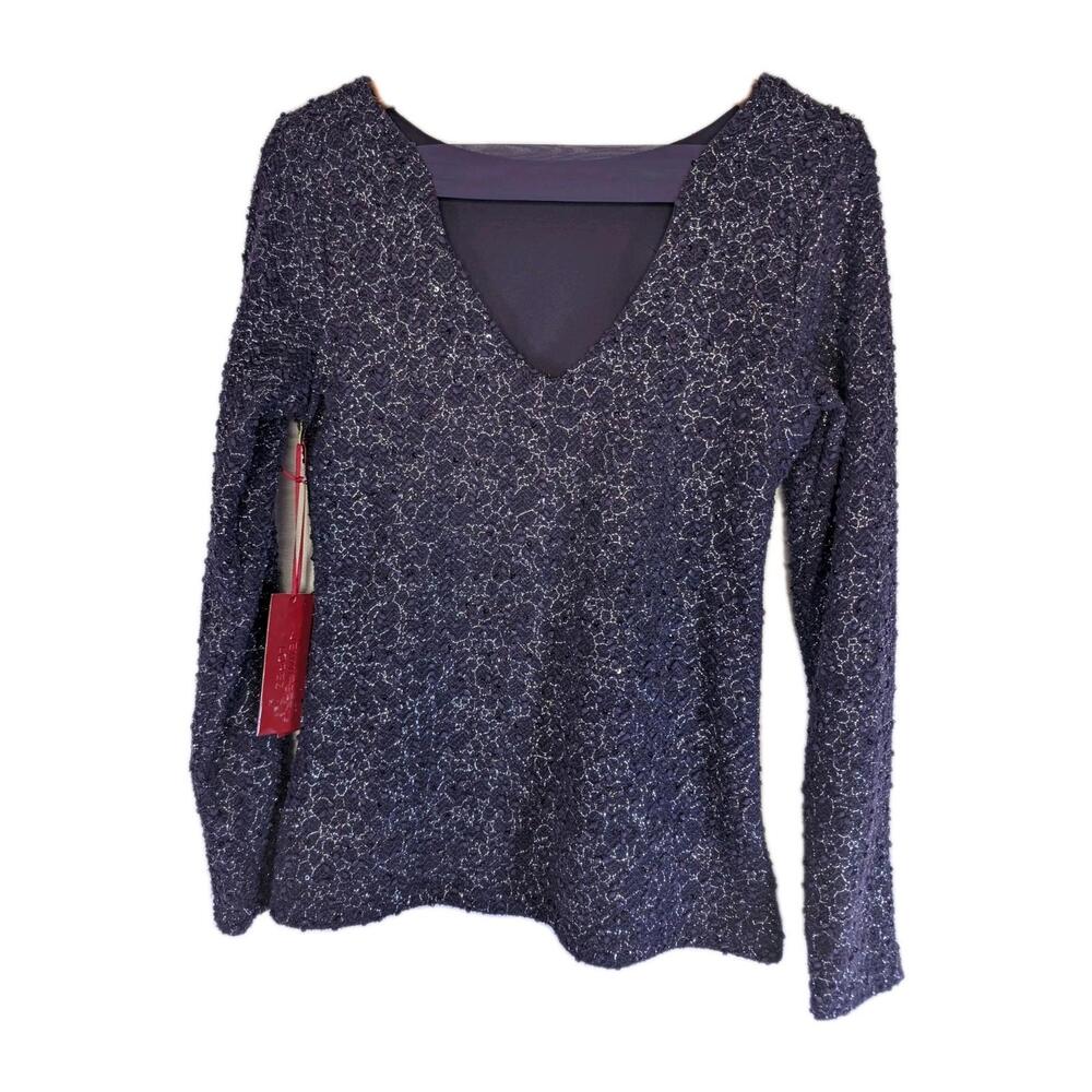 Jennifer Lopez Purple/Metallic Holiday Sequin Spark‎ Top Sz Med - Picture 4 of 7